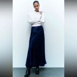 Zara Satin effect midi skirt